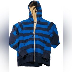 Hanna Andersson Faux Shearling Zip-up Hoodie Blue Striped 130 8
